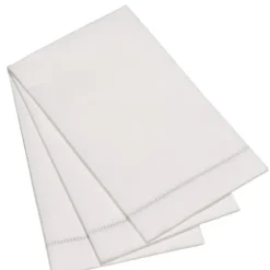 Marie Dumas Silver Grey 25 Piece Hemstitch Guest Napkins