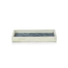 Marie Dumas Small Bone and Blue Herringbone Rectangular Tray
