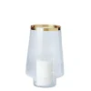 Marie Dumas Small Clear Hurricane with Gold Stripe