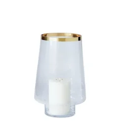 Marie Dumas Small Clear Hurricane with Gold Stripe