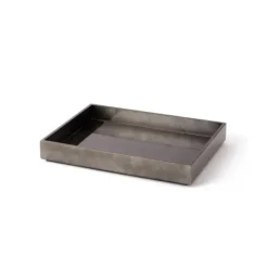 Marie Dumas Small Rectangular Lacquered Metallic Grey Tray