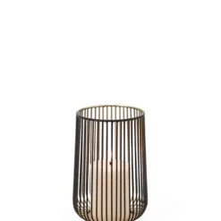 Marie Dumas Small Ribbed Black and Gold Hurricane