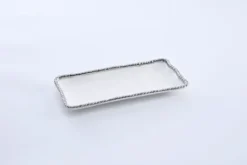 Marie Dumas Small White and Silver Porcelain Tray