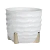 Marie Dumas Small White Matte Textured Footed Planter