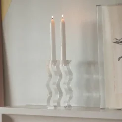 Marie Dumas Something Neon Clear Bonnie & Clyde Set/2 Candle Holders