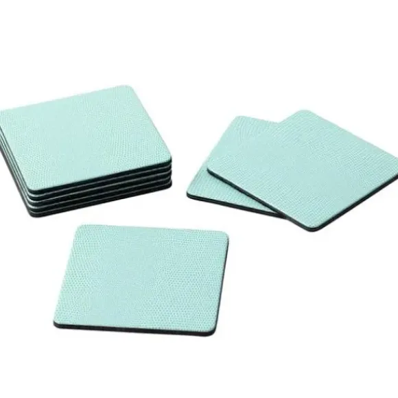 Marie Dumas Square Light Blue Lizard Coasters