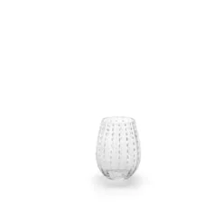 Marie Dumas Stemless White Dot Glass