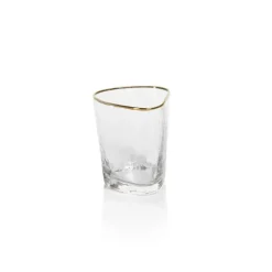 Marie Dumas Triangular Double Old Fashioned Glass with Gold Rim