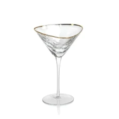 Marie Dumas Triangular Martini Glass with Gold Rim
