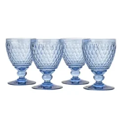 Marie Dumas Villeroy & Boch Blue Boston Set of 4 Goblets