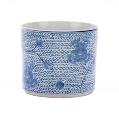 Marie Dumas White & Blue Chain Ceramic Planter