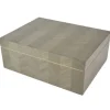 Marie Dumas Wood Lacquered Box - Grey Chevron