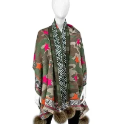 Marie Dumas Zebra & Army Print Scarf